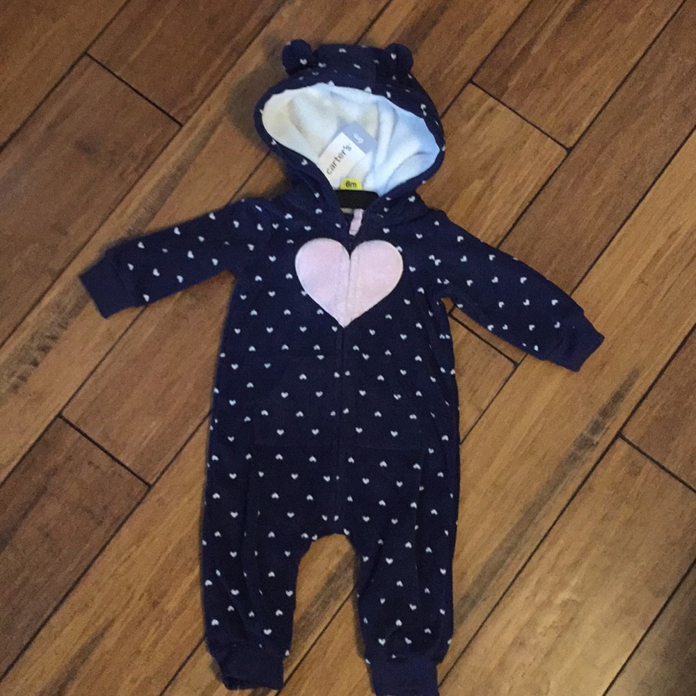 Carters Baby Girl Hooded Fleece Jumpsuit NWT
